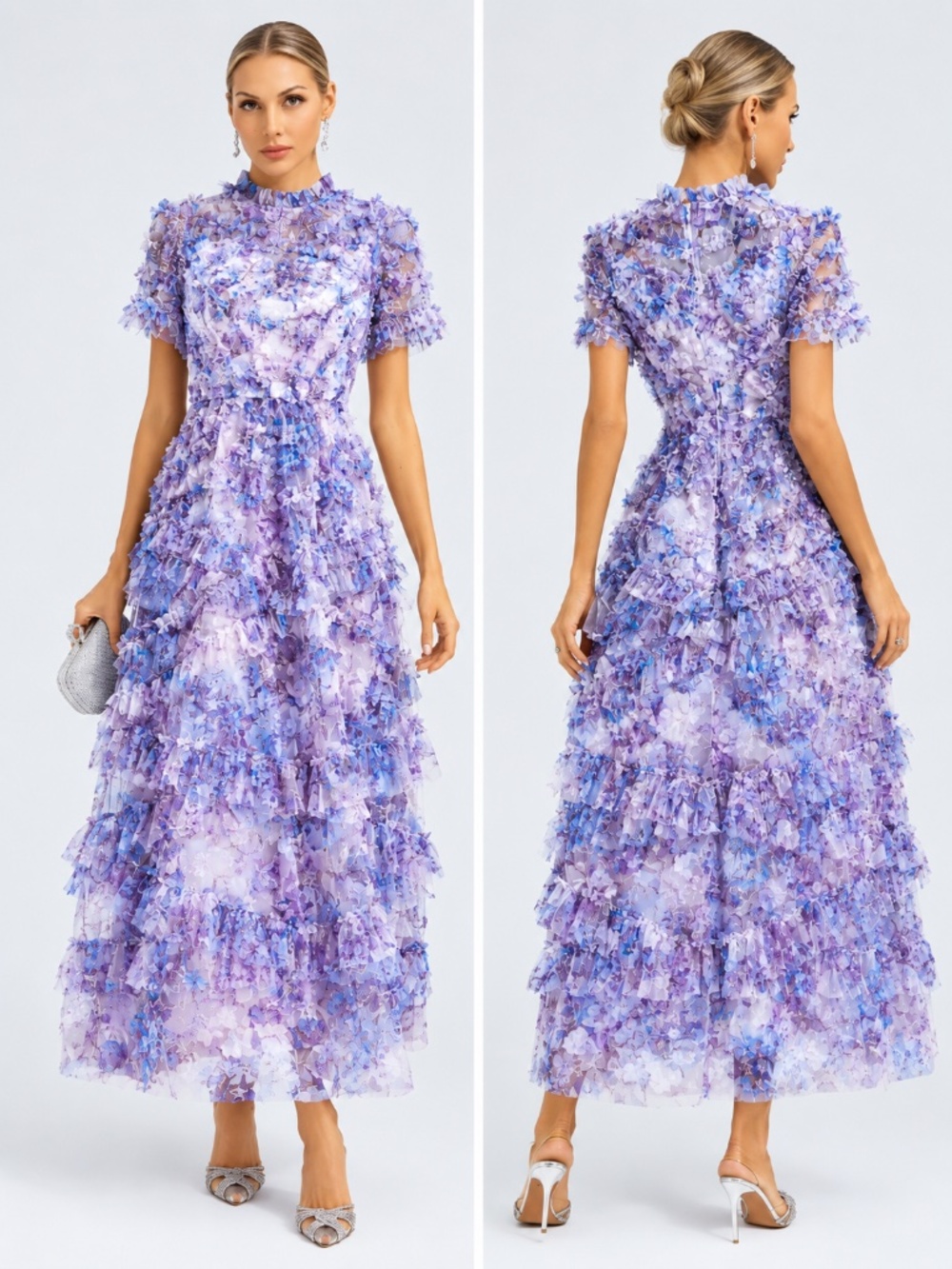 Catchall Saroyan Purple Floral Midi Dress